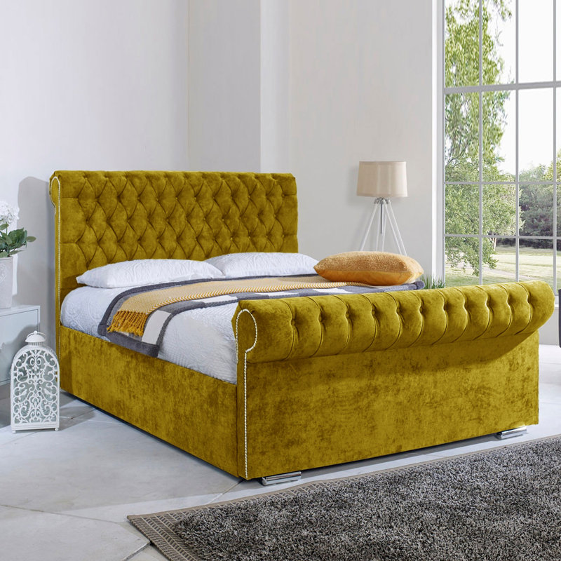 Fancy_Sleigh Bed, Turmeric, Kingsize (5')
