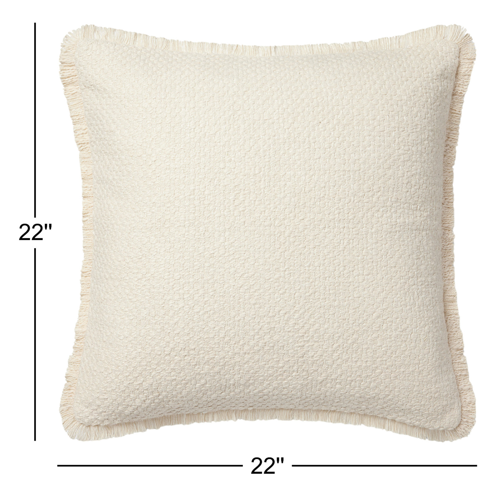 Fringed Cotton Throw Pillow, Pillow Cover Only - No Insert, Ivory
