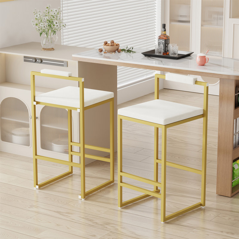 Ensemble de 2 tabourets de bar rembourrés en velours avec tabourets de cuisine modernes