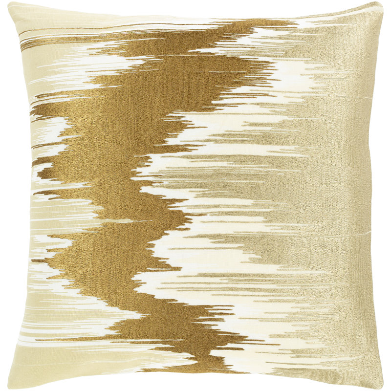 Housse et insert de coussin carré Lexi, Crème / doré, 20 po x 20 po, Housse de coussin seulement - sans coussin