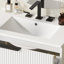 Meuble-lavabo de 30 po avec abat-jour blanc, tiroirs à extension et cloison réfléchie avec lavabo en céramique, cloison et structure résistante-603744780