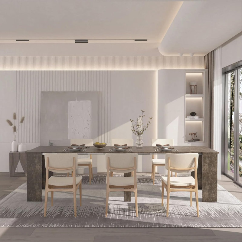 20"-118" Extendable Dining Table, Marble