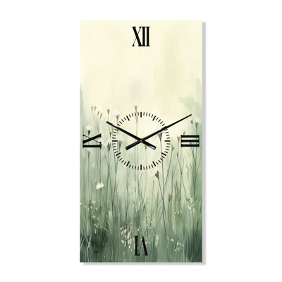 Horloge murale botanique en métal Cream Meadow Floral Horizon II