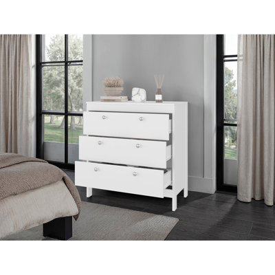 Commode blanche à 3 tiroirs avec rangement fonctionnel