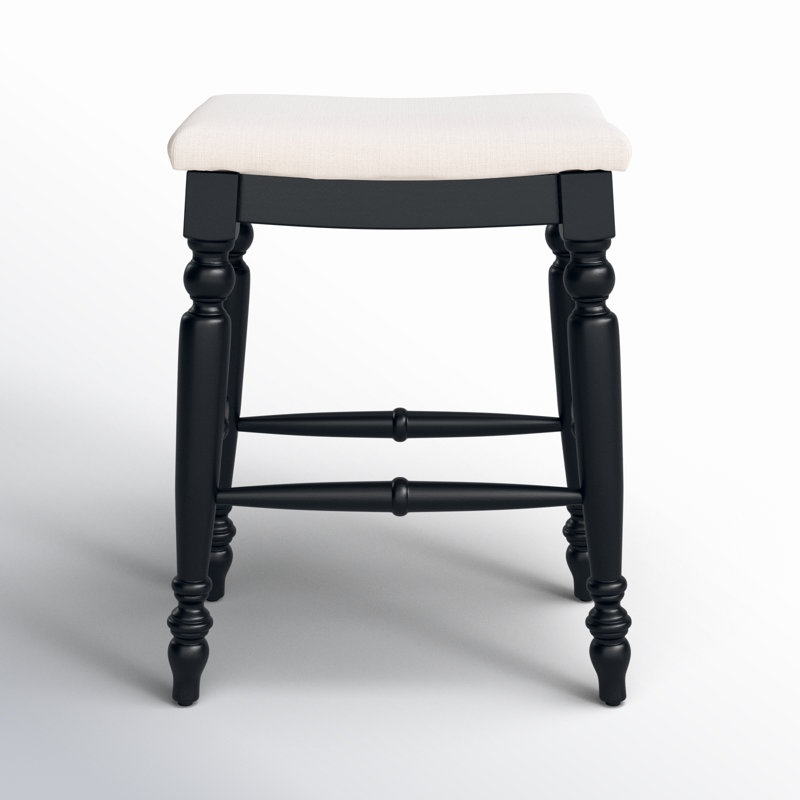 Marino 25" Black Wood Elegant Backless Counter Stool