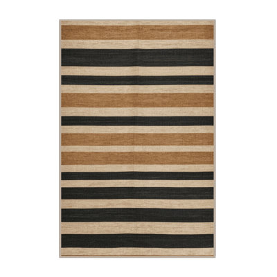 Tapis lavable rayé gris foncé
