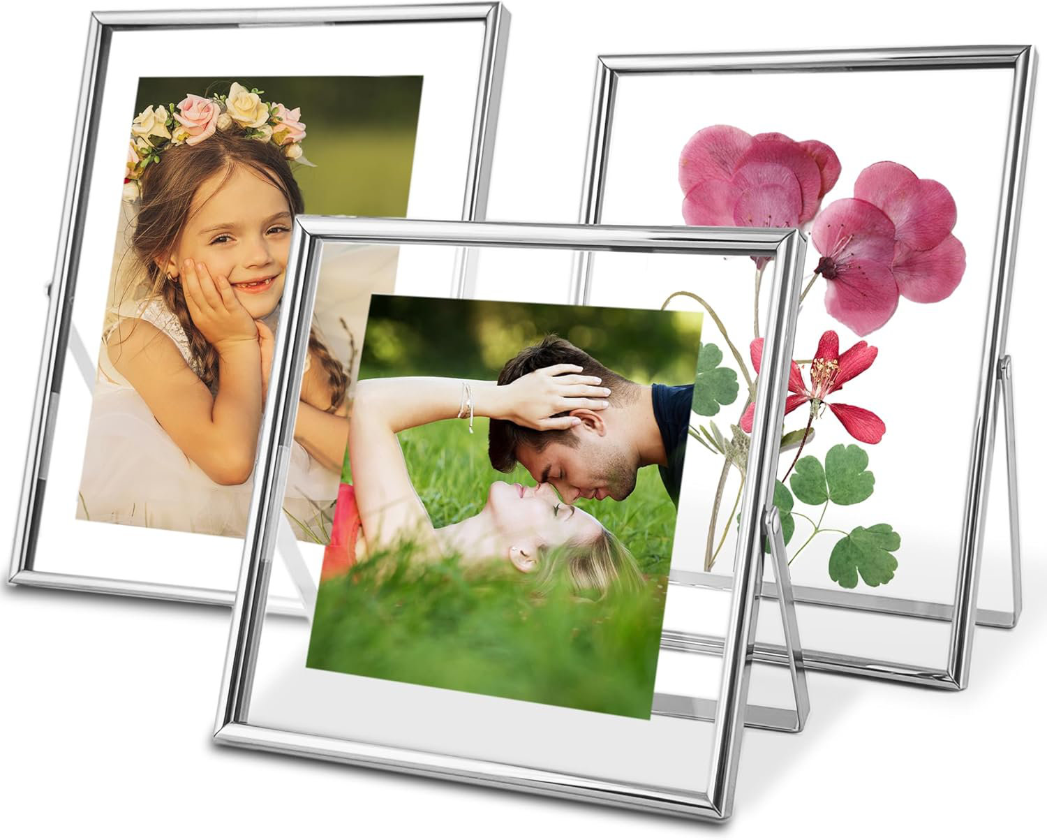 Brayden Studio® Floating Picture Frames Set of 3, Vertical Tabletop ... - Standing Frames Tabletop Display Picture Frames