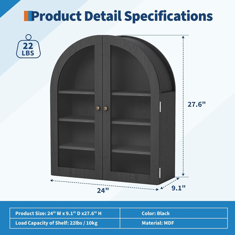 61mm W 70mm H Medicine Cabinet Mirror, Matte Black