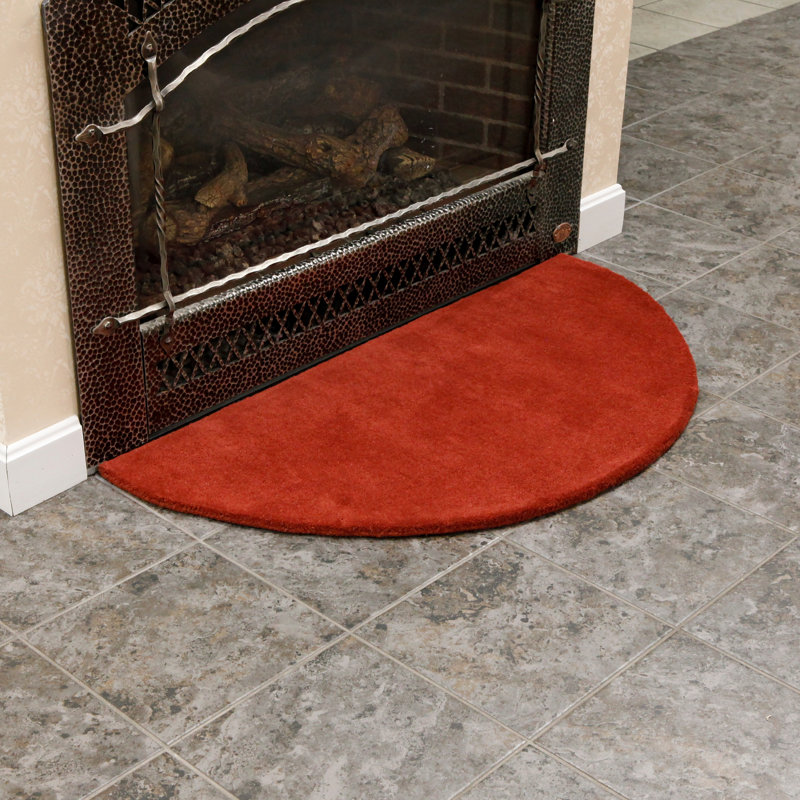 Somerville Red Handmade Wool Half Round Hearth Rug
