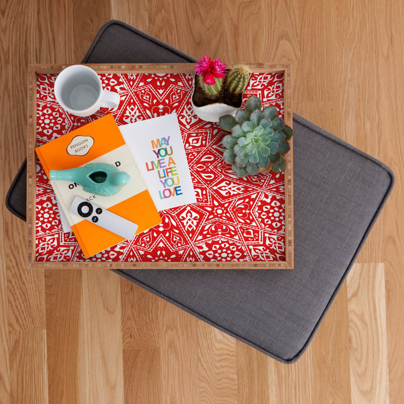Plateau de table repose-pieds/café amirah, H 18,0 po x l 14,0 po x P 1,75 po, Rouge