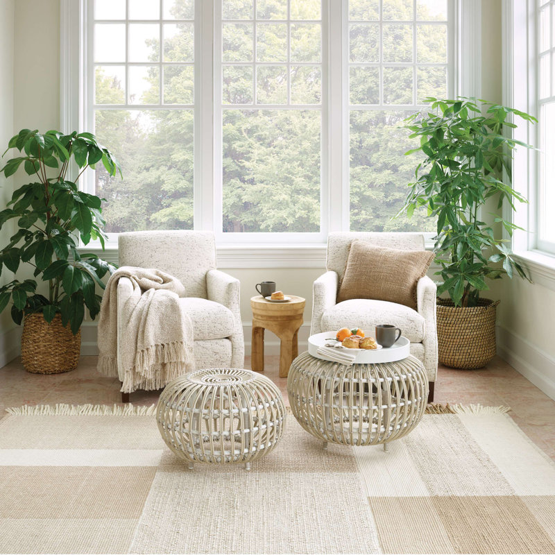 Natural Boucle Throw Blanket with Fringe