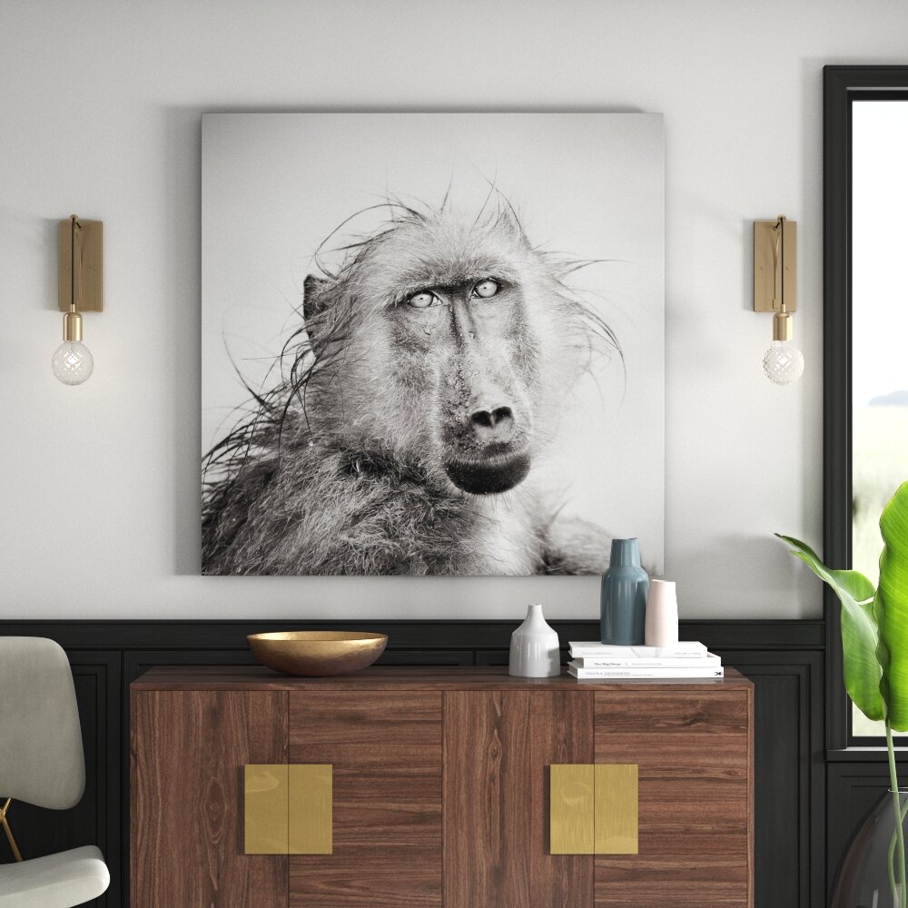 Leinwandbild - Grafikdruck „Crying Baboon”