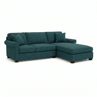 Irlanda Sectional – Made in USA, 5-Day Shipping, Custom Fabric Options, L-Shaped Sectional Wholesale Sectional Furniture - Hepburn Emerald - Fabric Green Seafoam