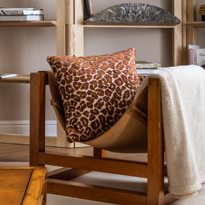 Leopard Decorative Pillow, Square 18", Brown/White
