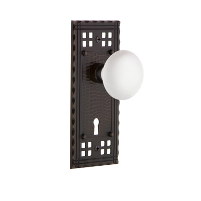 Craftsman Plate with Decorative Keyhole and White Porcelain Door Knob