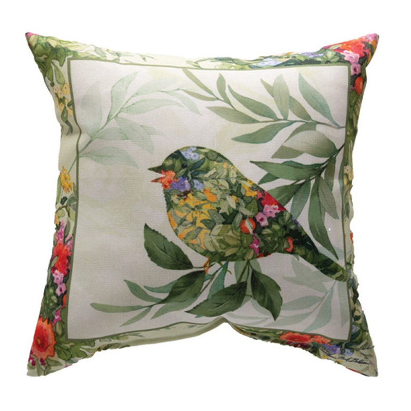  Garden Wings Climaweave Pillow, White/Green/Red
