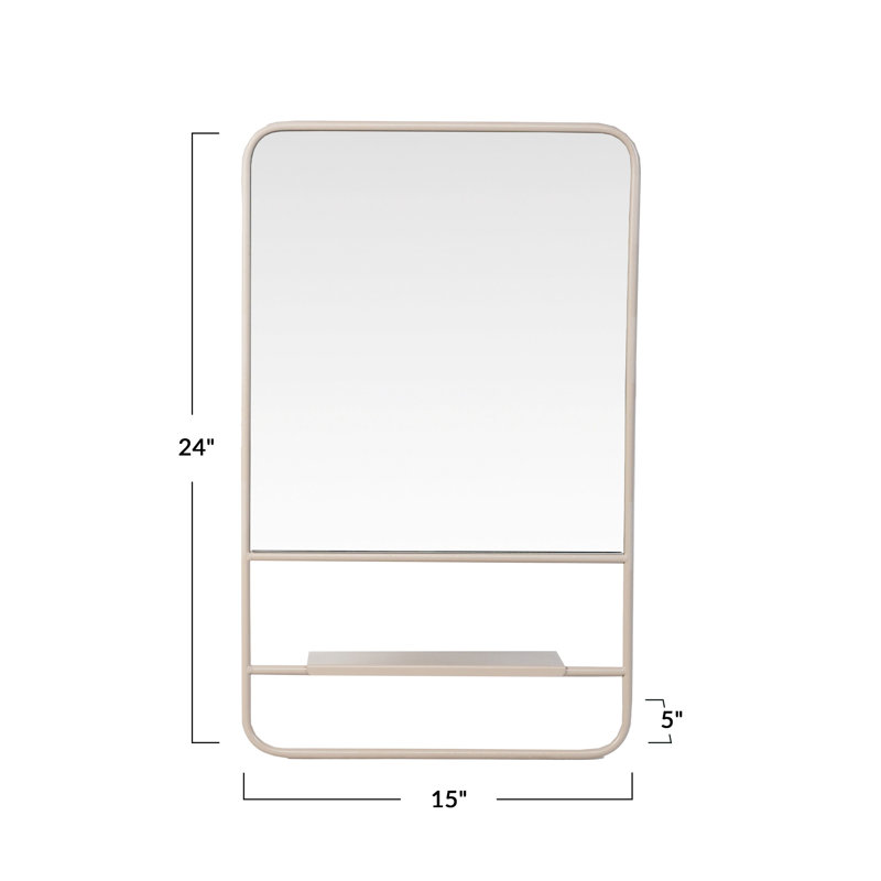Miroir mural en métal avec 3 tablettes