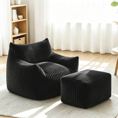 Canapé avec repose-pieds en velours surdimensionné Corduroy Lazy