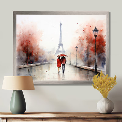 «In Love In Paris Eiffel Tower Vintage Watercolor - Paris Large Wall Art»