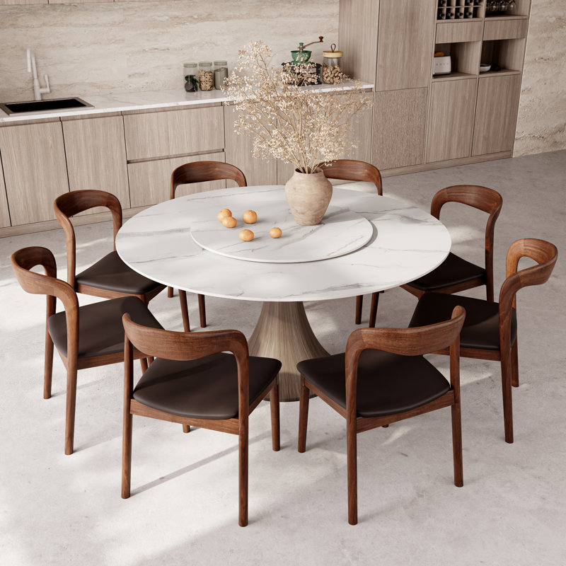 Ensemble de table de salle à manger rotative Lazy Susan de style Mid-Century (1 table 4/6/8), H 29,52 po x l 59 po x P 59 po