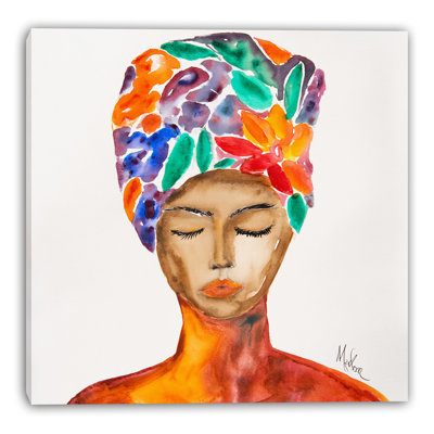 Vibrant Headwrap Calm Wrapped Canvas Wall Art