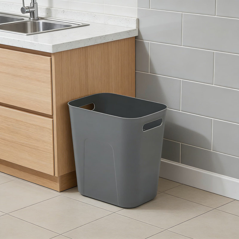 Small Rectangular Trash Can Wastebasket, 3.5 Gallon Plastic Garbage Container For Bathroom, Kitchen, Office, Laundry Room, And Dorm - 2 Pack