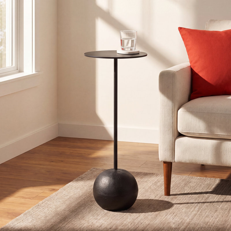 Walt Round Iron Pedestal End Table 