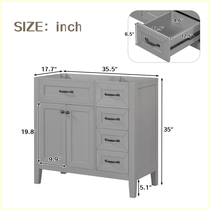 Meuble-lavabo moderne avec armoire et tiroirs, Gris