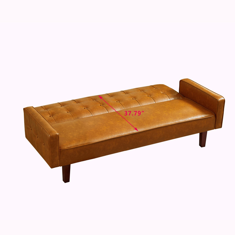 Manjari Tufted Back Convertible Sofa, Brown PU