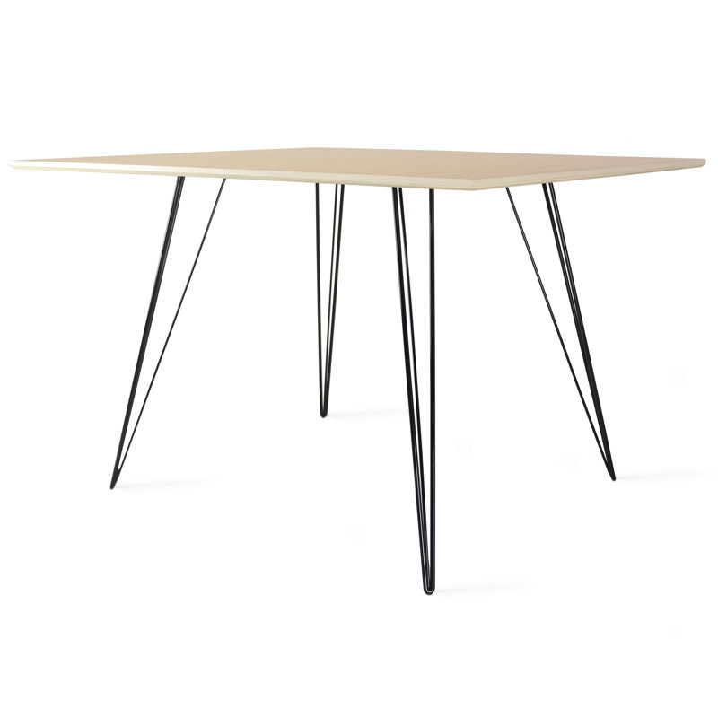Williams Extendable Walnut Metal Base Dining Table, Black, 30'' H x 54'' L x 46'' W, Maple