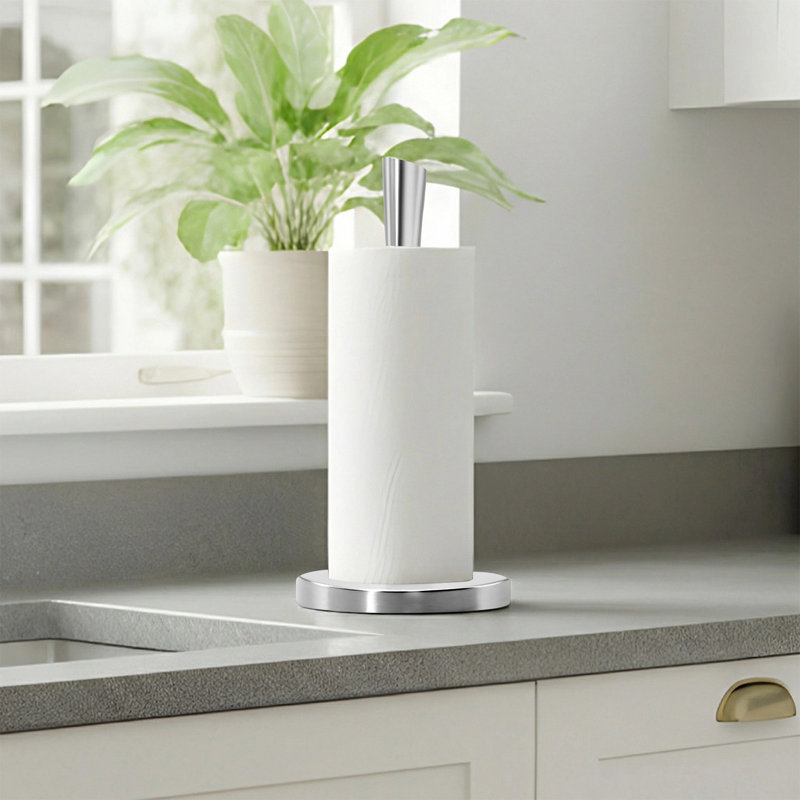 Porte-essuie-tout sur pied en acier inoxydable nickel brossé pour cuisine et salle de bain