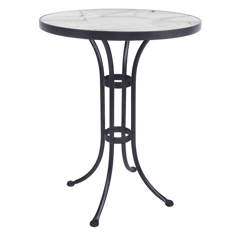 Outdoor Round Counter Table, 30" W x 30" L x 38.5" H, Pallazo White, Graphite