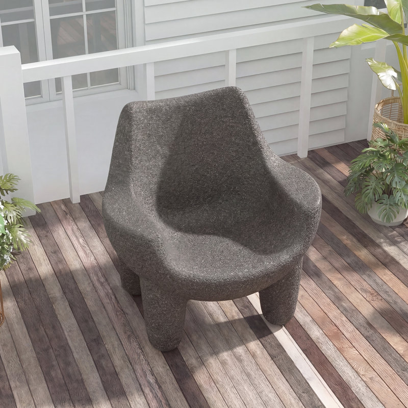 Méridienne d'extérieur moderne avec finition en pierre artificielle, assise de patio imperméable et résistante aux rayons UV