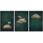 Ensemble de 3 reproductions sur toile flottantes sur fond de nuages abstrait bicolore bleu marine foncé-98126407-98126405