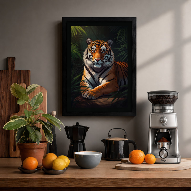 Jungle Sentinel Rustic - Framed Print, A2 - 59.4 x 42.0 cm, Black