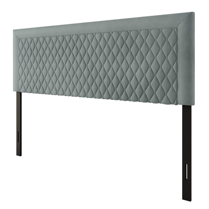 Upholstered Headboard Velvet, Light Blue, Queen