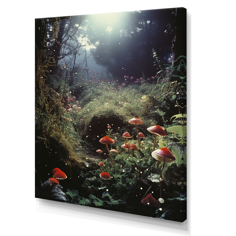 «Morning Magic In Enchanted Mushroom Forest» sur toile, H 40 po x l 30 po, Toile tendue