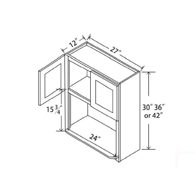 Armoire pour micro-ondes de cuisine 27W X 42H style Shaker, H 30 po x l 27 po x P 13 po