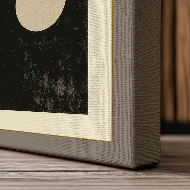 Quadrant Circles Mid-Century - Wrapped Canvas, 36x24 - 91.4 x 61.0 cm, Taupe Border