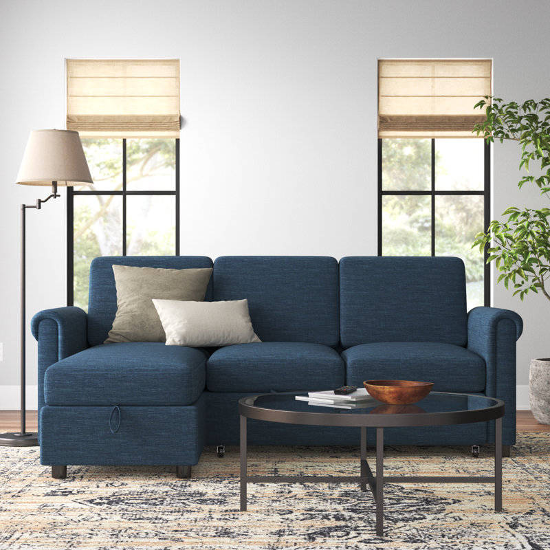 Canapé-lit et chaise longue Meriline, 100 % polyester bleu marine