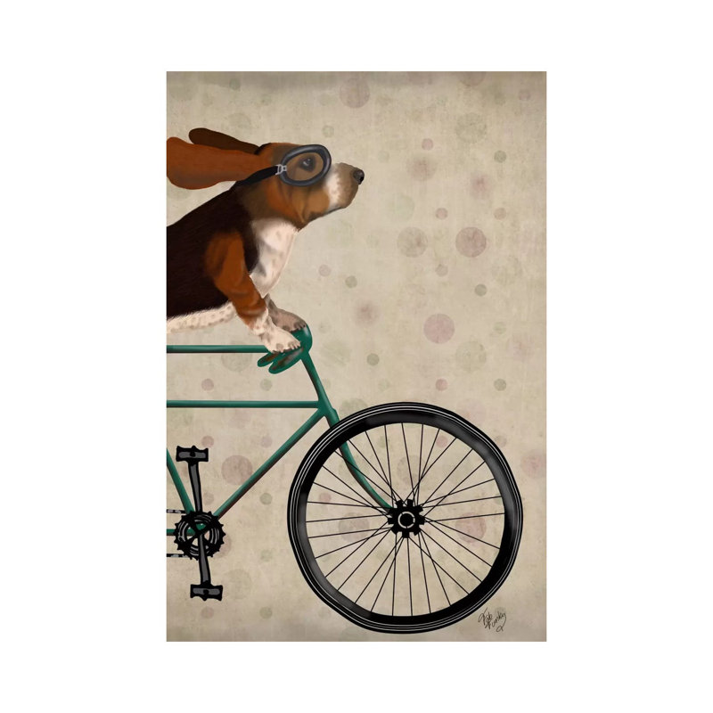Basset Hound on Bicycle 1 Piece Wrapped Canvas Wall Art, 66.04 cm H x 45.72 cm W