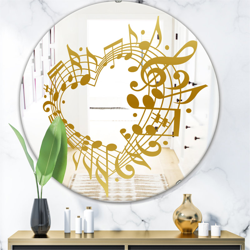 Miroir mural Music Notes I Glam, H 23,6 po x l 23,6 po
