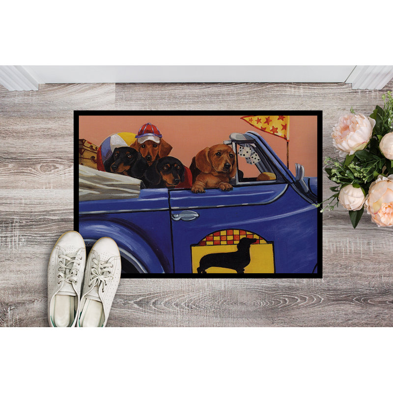 Tapis intérieur ou extérieur Westie A Winter's Night 24X36 PPP3276JMAT_Dog, Teckel « Dachsmobile »