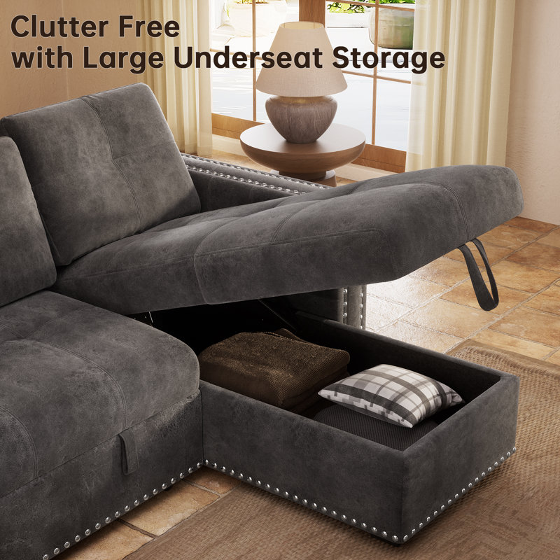 90" Reversible Velvet Sofa Bed With Storage Function, Black Velvet