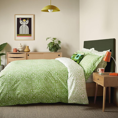 Orla Kiely Criss Cross Stem Basil Green Single Duvet Cover Set