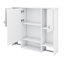 Armoire de rangement murale pour salle de bain avec miroir Armoire à pharmacie moderne avec tablettes ouvertes et cachées et porte-serviettes double-358179399