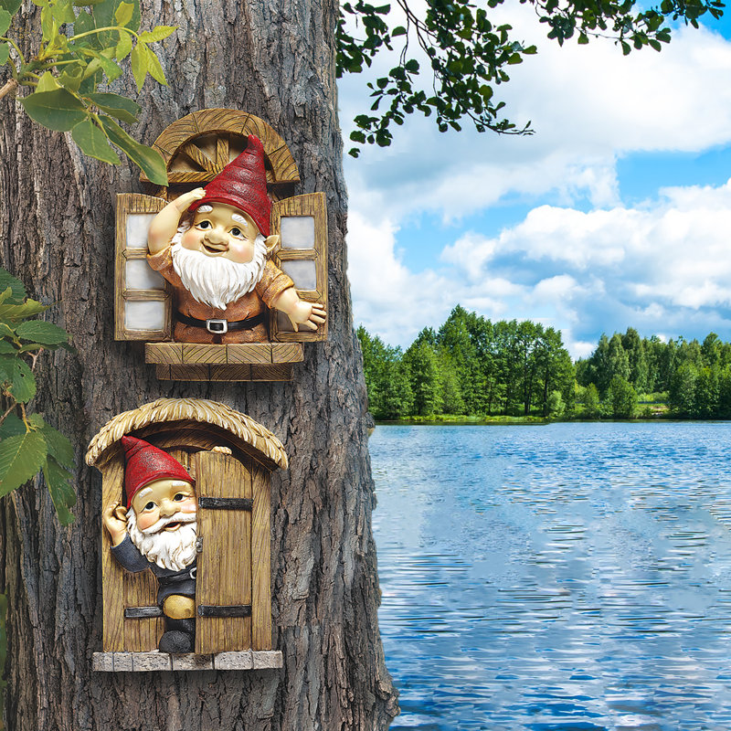 Ensemble statue d'arbre 2 pièces Knothole Gnomes