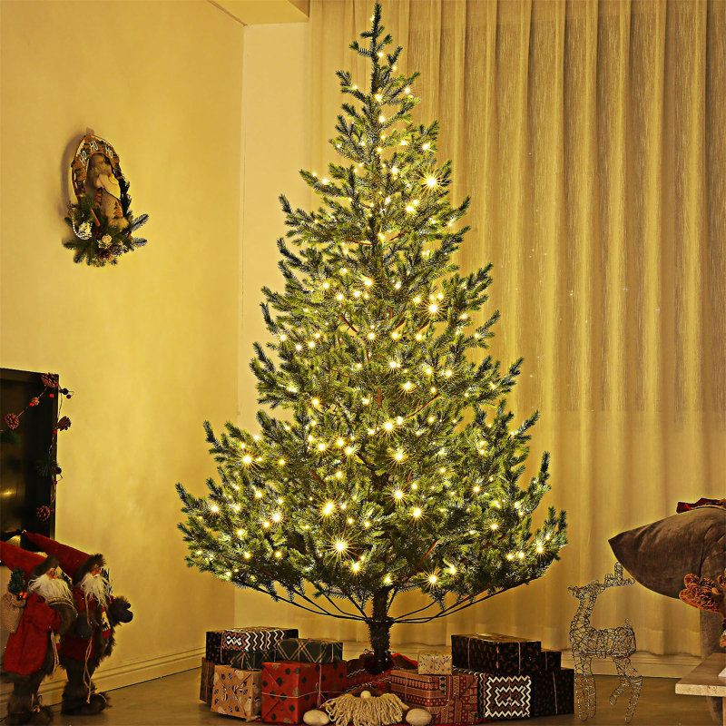 Arbre de Noël artificiel pré-éclairé 7 pi, cèdre réaliste clairsemé