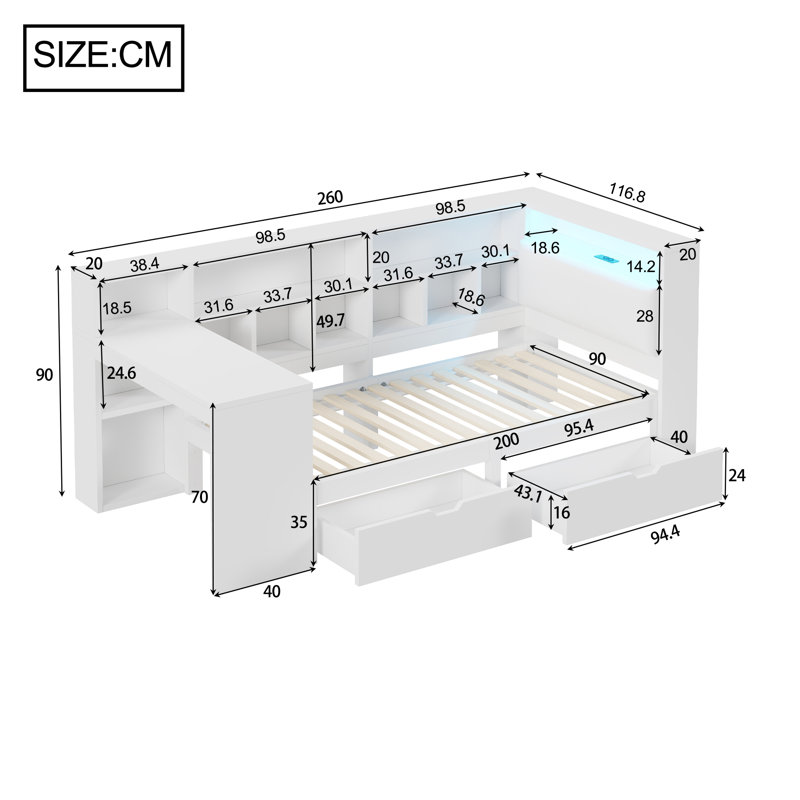 Bed, European Single (90 x 200 cm)
