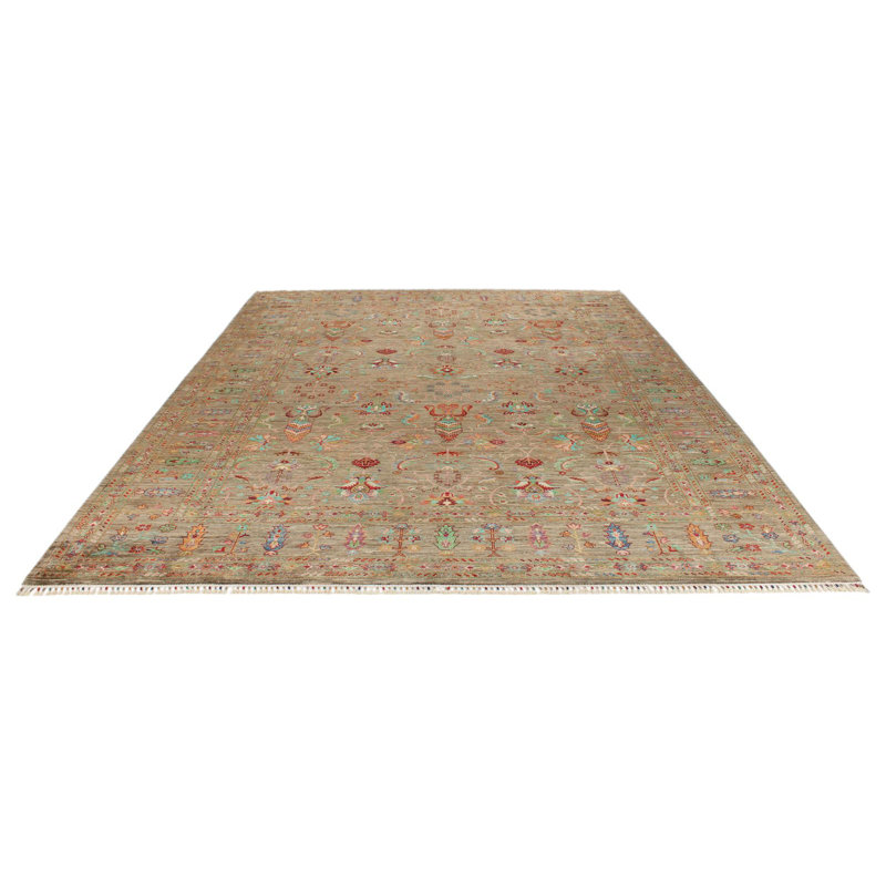 Tapis tribal brun 9 x 12
